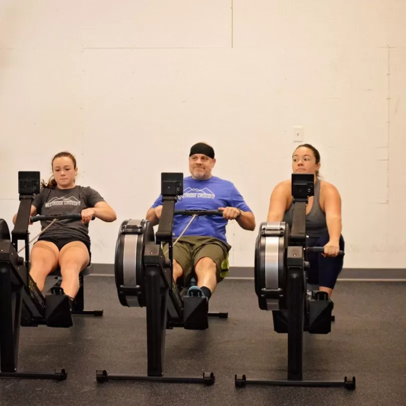 A group of people exercising.