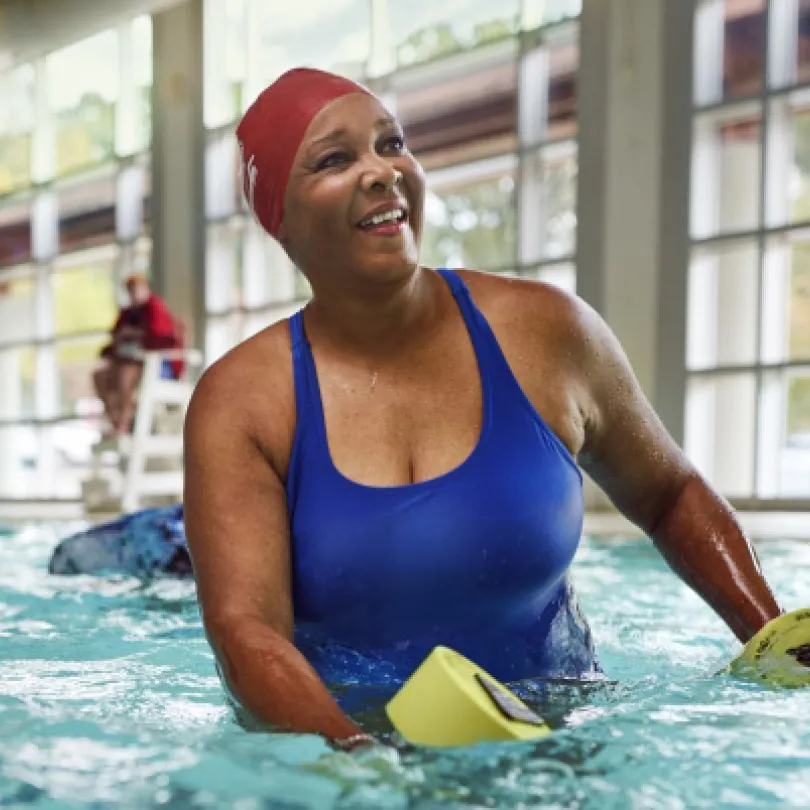 YMCA member in the pool